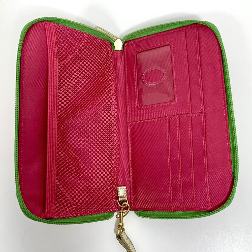LILLY PULITZER Coming In Hot Wristlet Wallet With Detachable Strap METALLIC Trim - Picture 9 of 11